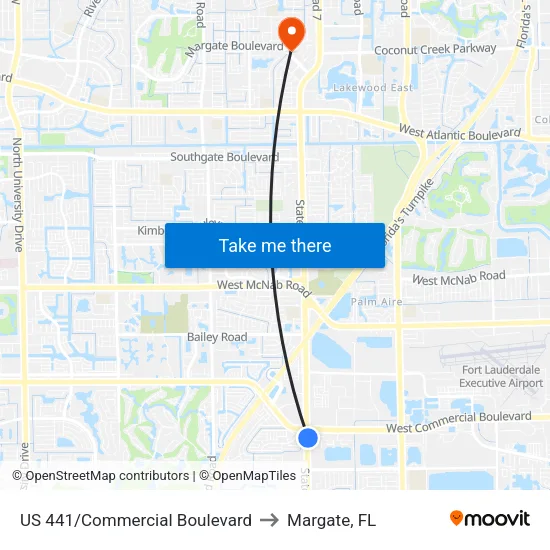 US 441/Commercial Boulevard to Margate, FL map