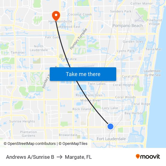 Andrews A/Sunrise B to Margate, FL map