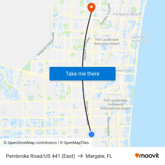 Pembroke Road/US 441 (East) to Margate, FL map