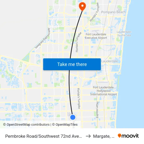 Pembroke Road/Southwest 72nd Avenue to Margate, FL map