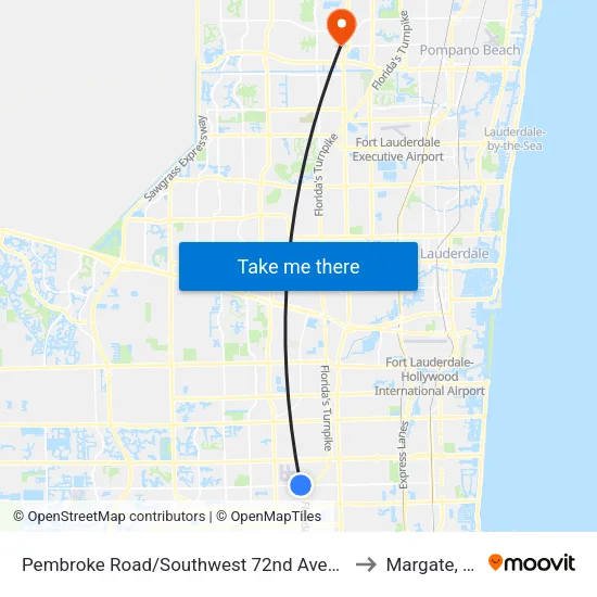 Pembroke Road/Southwest 72nd Avenue to Margate, FL map