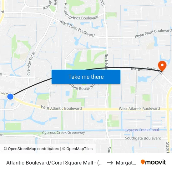 Atlantic Boulevard/Coral Square Mall - (Chase Bank) to Margate, FL map