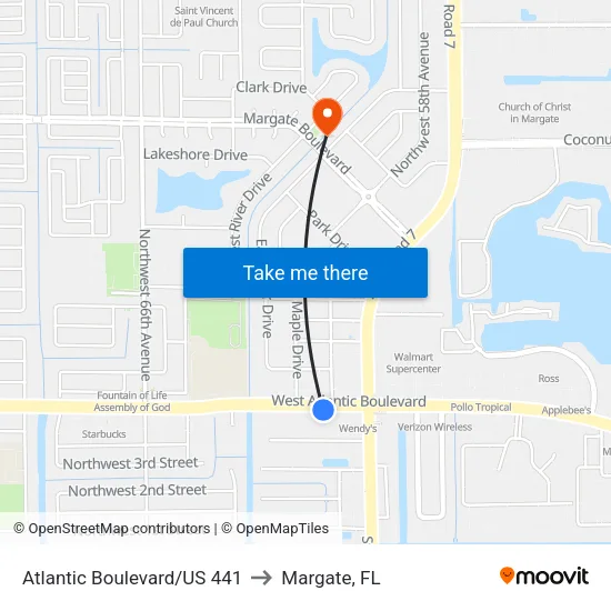 Atlantic Boulevard/US 441 to Margate, FL map