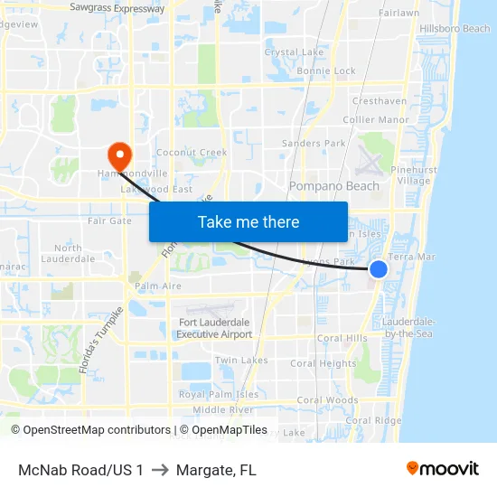 McNab Road/US 1 to Margate, FL map