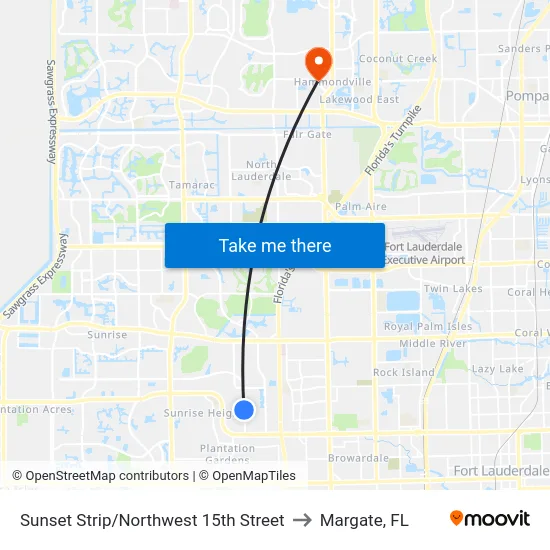 Sunset Strip/Northwest 15th Street to Margate, FL map