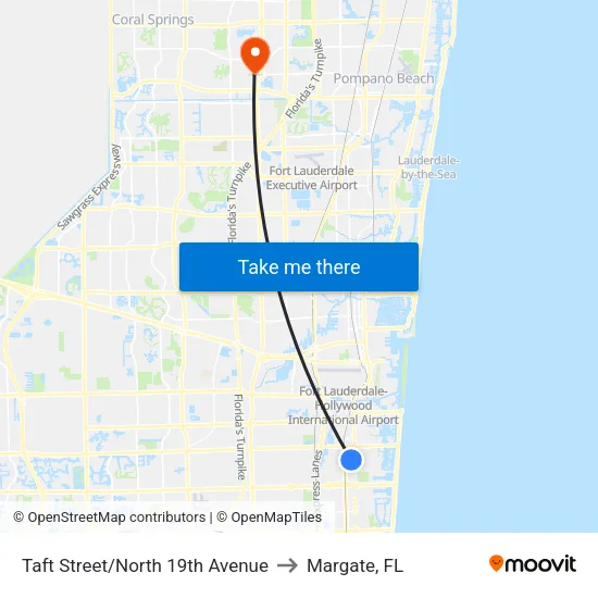 Taft Street/North 19th Avenue to Margate, FL map