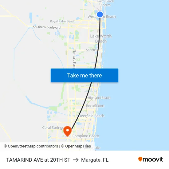 TAMARIND AVE at 20TH ST to Margate, FL map