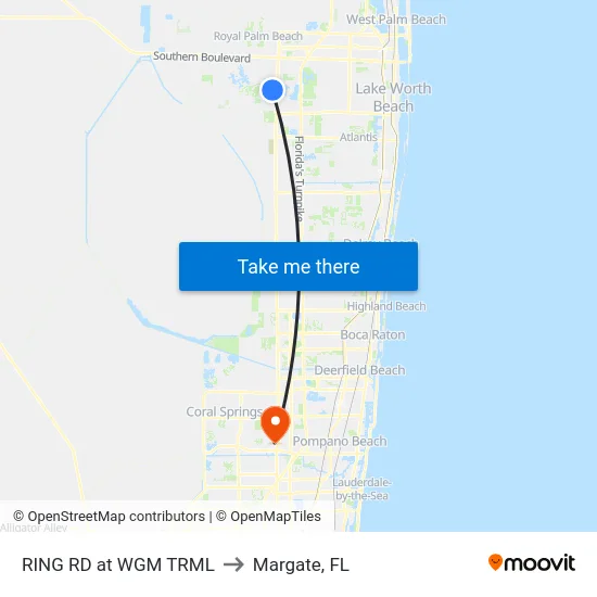RING RD at WGM TRML to Margate, FL map
