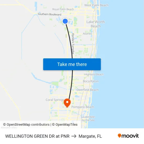 WELLINGTON GREEN DR at PNR to Margate, FL map