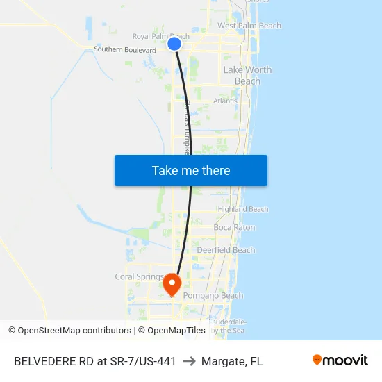 BELVEDERE RD at SR-7/US-441 to Margate, FL map