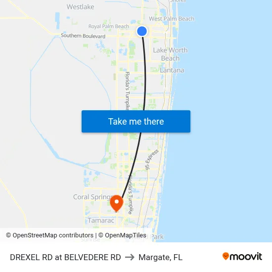 DREXEL RD at  BELVEDERE RD to Margate, FL map