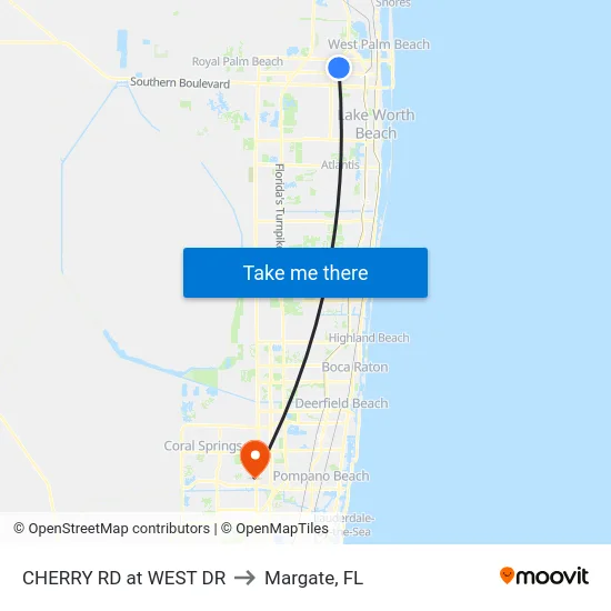 CHERRY RD at WEST DR to Margate, FL map