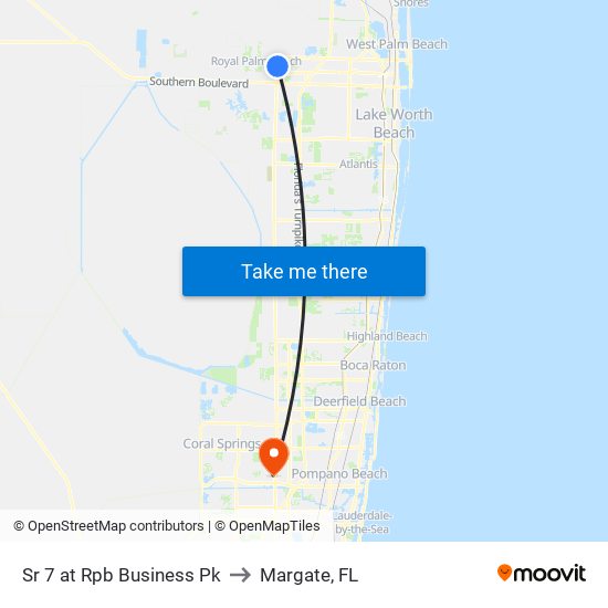 Sr 7 at  Rpb  Business Pk to Margate, FL map