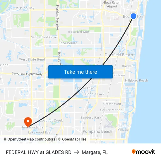 FEDERAL HWY at GLADES RD to Margate, FL map