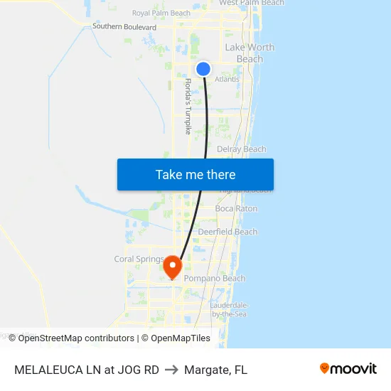 MELALEUCA LN at JOG RD to Margate, FL map
