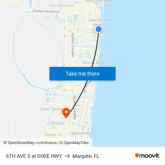6TH AVE S at DIXIE HWY to Margate, FL map