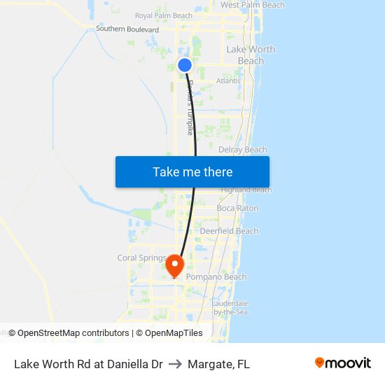 Lake Worth Rd at Daniella Dr to Margate, FL map