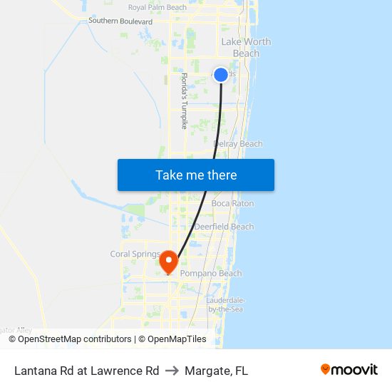 Lantana Rd at Lawrence Rd to Margate, FL map