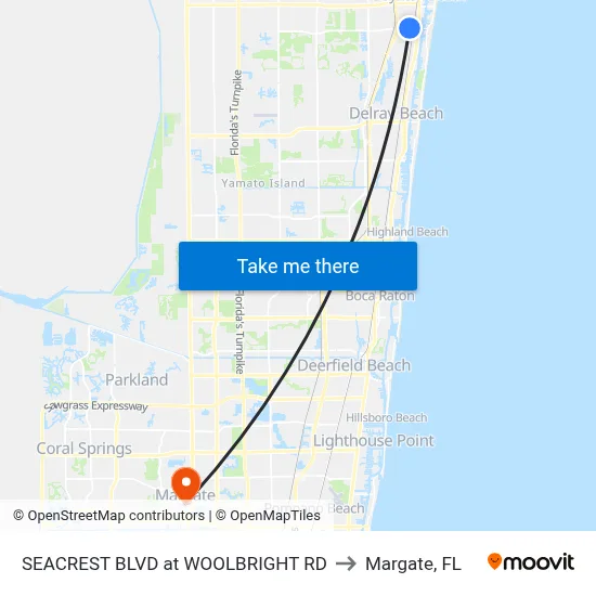 SEACREST BLVD at  WOOLBRIGHT RD to Margate, FL map