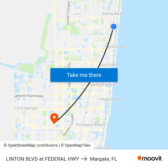 LINTON BLVD at  FEDERAL HWY to Margate, FL map