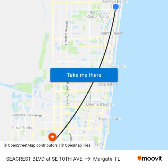 SEACREST BLVD at SE 10TH AVE to Margate, FL map