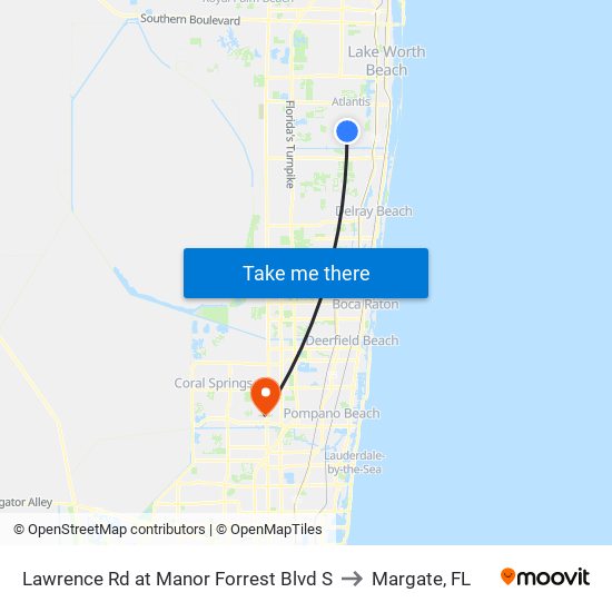 Lawrence Rd at  Manor Forrest Blvd S to Margate, FL map