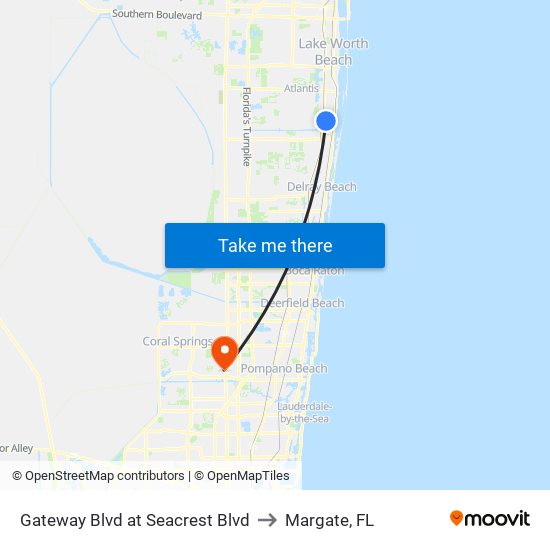 Gateway Blvd at Seacrest Blvd to Margate, FL map