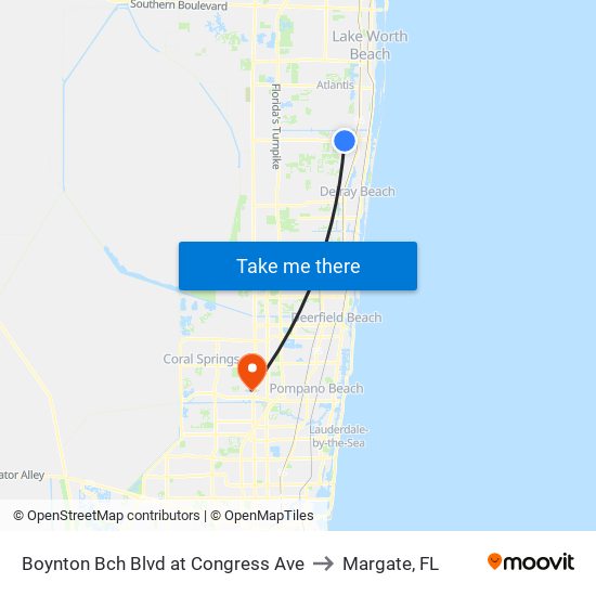 Boynton Bch Blvd at  Congress Ave to Margate, FL map