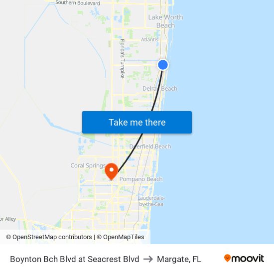 Boynton Bch Blvd at Seacrest Blvd to Margate, FL map