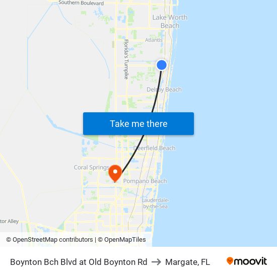 Boynton Bch Blvd at Old Boynton Rd to Margate, FL map