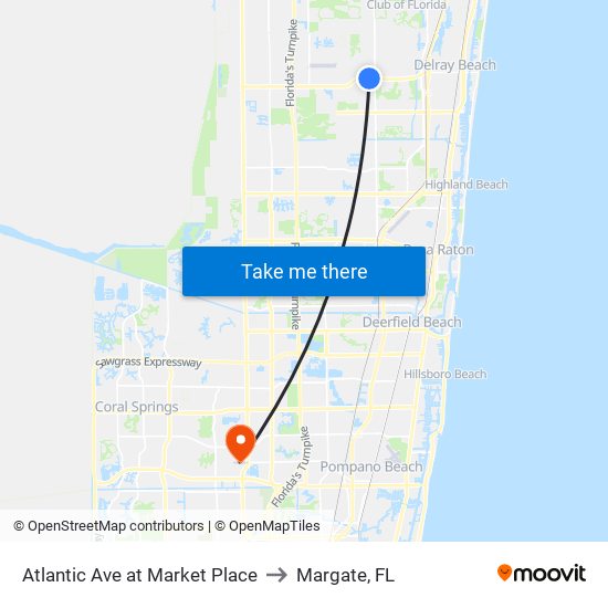 Atlantic Ave at Market Place to Margate, FL map