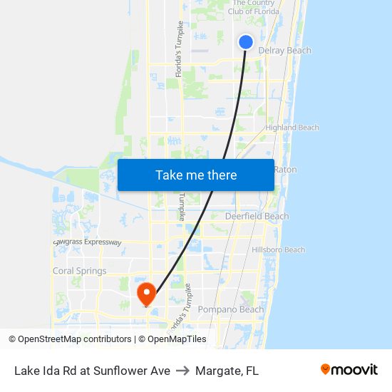 Lake Ida Rd at Sunflower Ave to Margate, FL map