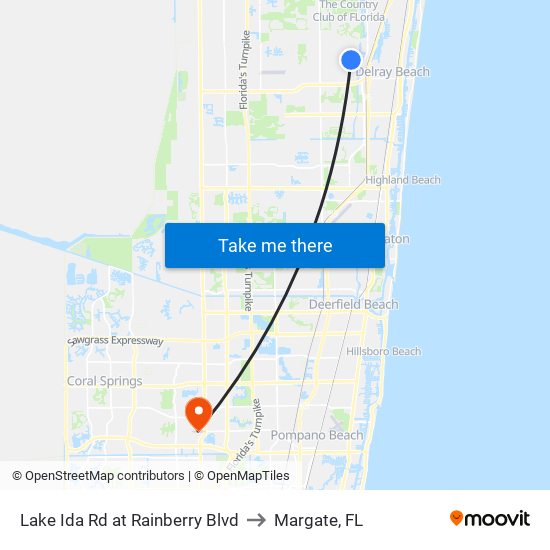 LAKE IDA RD at  RAINBERRY BLVD to Margate, FL map