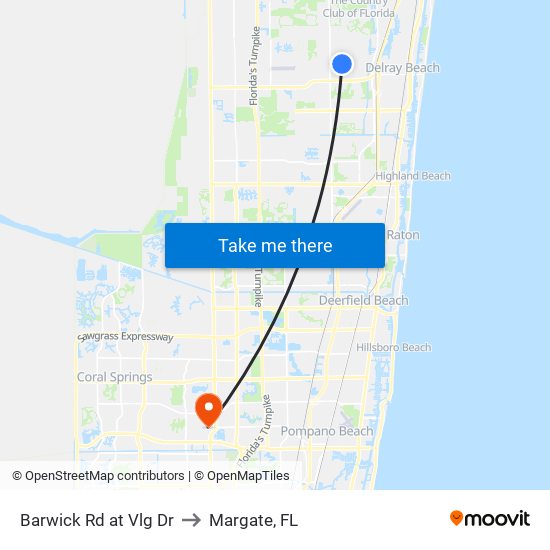 Barwick Rd at Vlg Dr to Margate, FL map