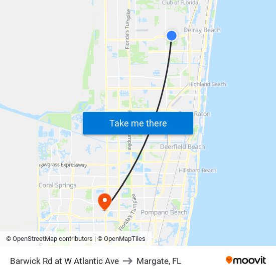 Barwick Rd at  W Atlantic Ave to Margate, FL map