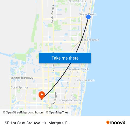 SE 1st St at 3rd Ave to Margate, FL map