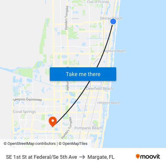 SE 1st St at Federal/Se 5th Ave to Margate, FL map