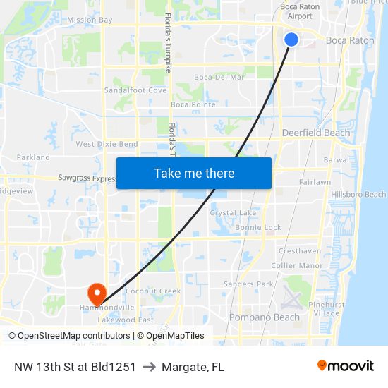 NW 13th St at  Bld1251 to Margate, FL map