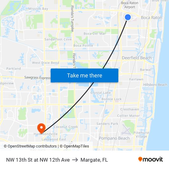 NW 13th St at NW 12th Ave to Margate, FL map