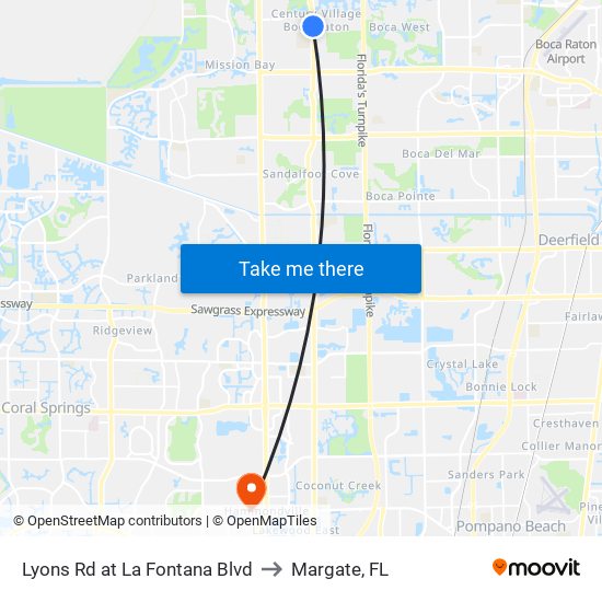 Lyons Rd at  La Fontana Blvd to Margate, FL map
