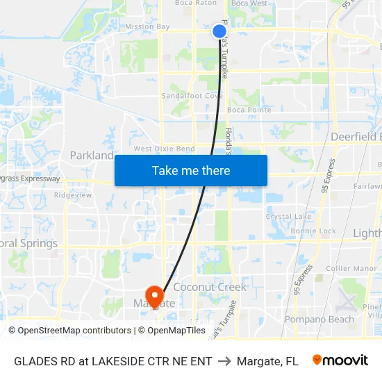 GLADES RD at LAKESIDE CTR NE ENT to Margate, FL map