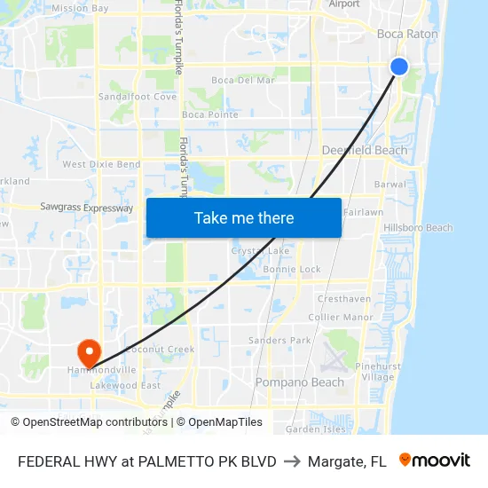 FEDERAL HWY at PALMETTO PK BLVD to Margate, FL map