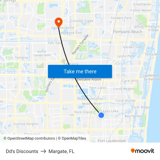 Dd's Discounts to Margate, FL map