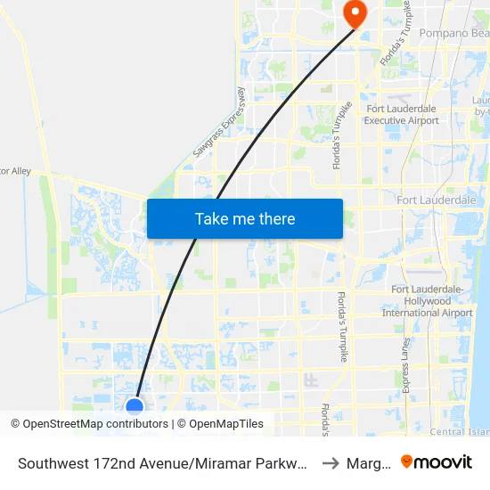 Southwest 172nd Avenue/Miramar Parkway -(Miramar Regional Park P&R) to Margate, FL map