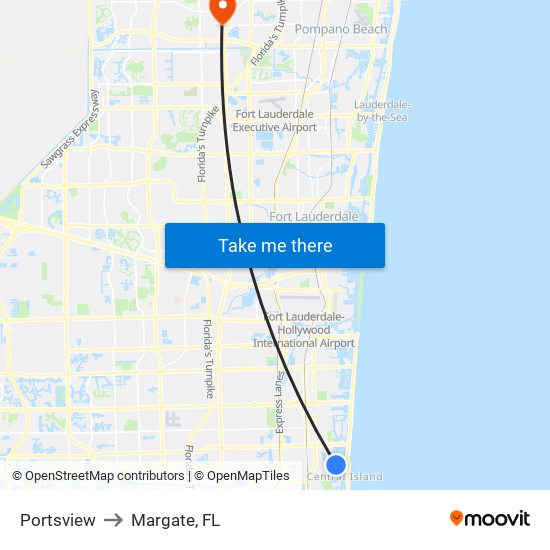 Portsview to Margate, FL map