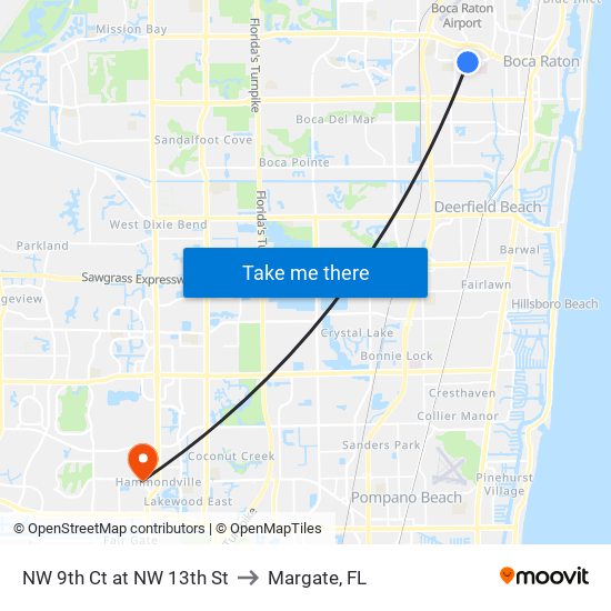NW 9th Ct at NW 13th St to Margate, FL map
