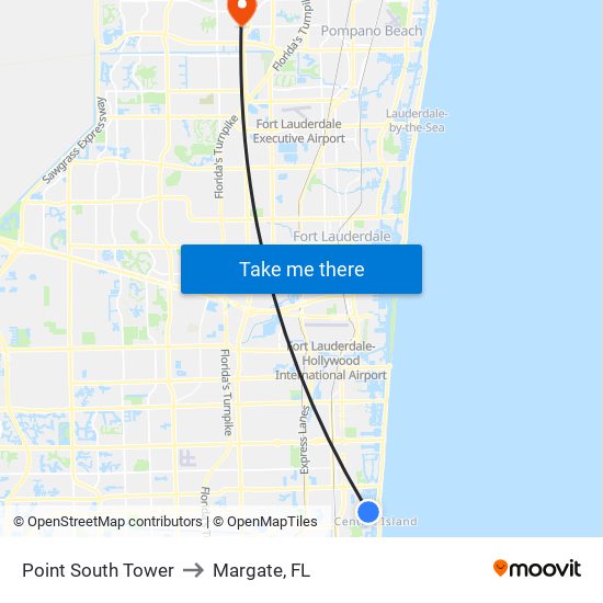 Point South Tower to Margate, FL map