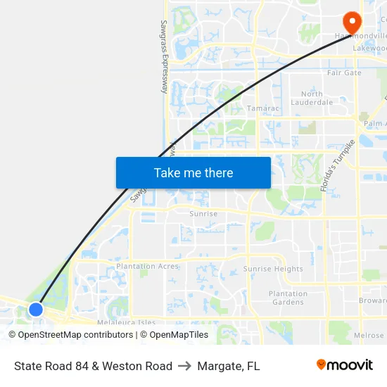 State Road 84 & Weston Road to Margate, FL map