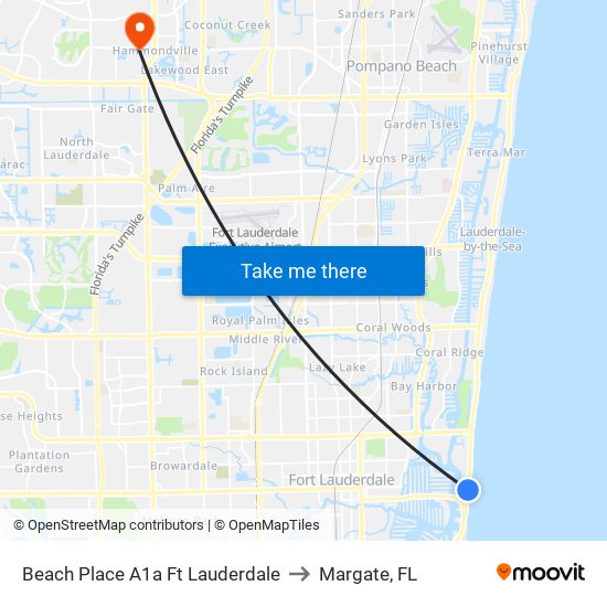 Beach Place A1a Ft Lauderdale to Margate, FL map