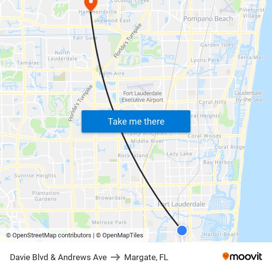 Davie Blvd & Andrews Ave to Margate, FL map